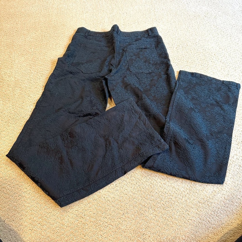 Elie Tahari Pants Jeans Black Brocade Jacquard Straight Boot #30313420 Size 10